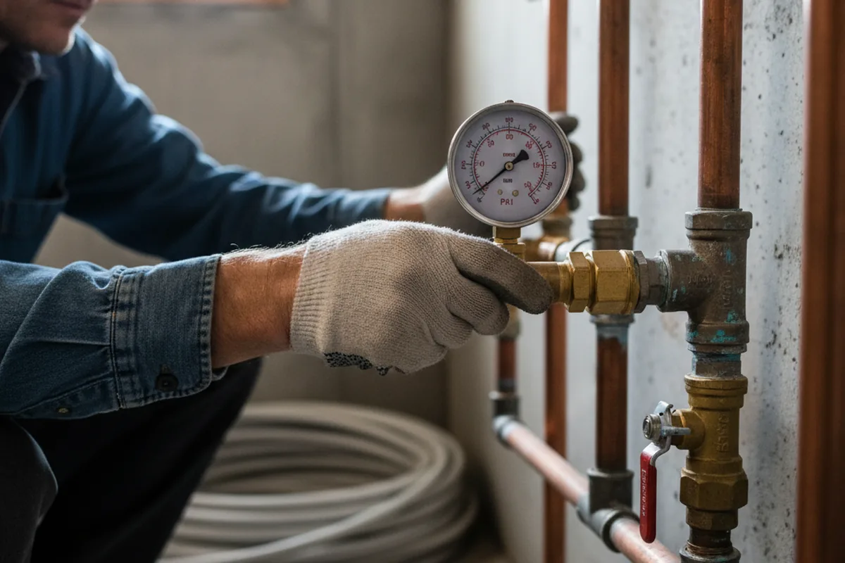 Pressure testing a repaired line during Water Line Repair in Edgewater